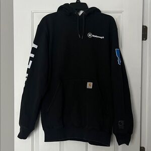 Carhartt Black Hoodie with White and Blue Print